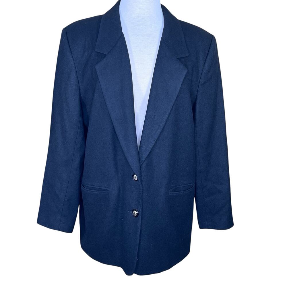 Alfred Dunner Women’s Black Wool Office Work Versatile Blazer Size 16